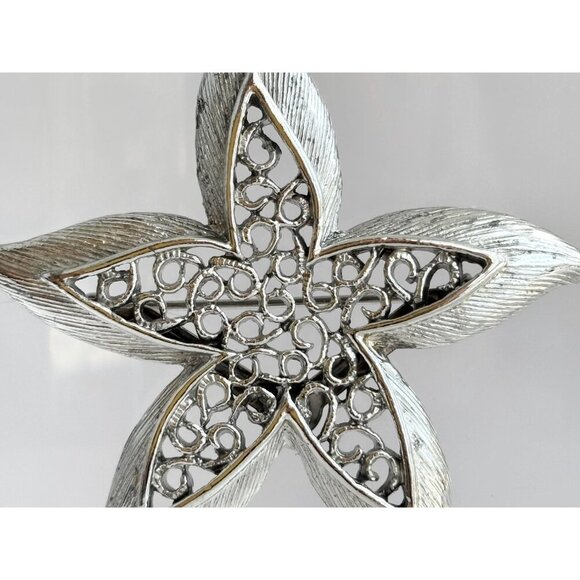 Gerry's Signed Silver T Faux Filigree Starfish Figural Vintage Brooch Lapel Pin - Picture 5 of 10